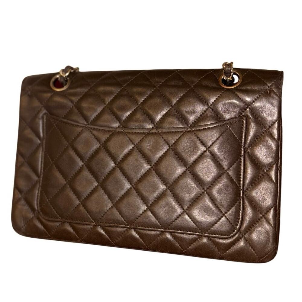 SOLD Chanel Rare Vintage Double Flap 24k Gold Hardware Chocolate Brown Lambskin - Picture 4 of 14